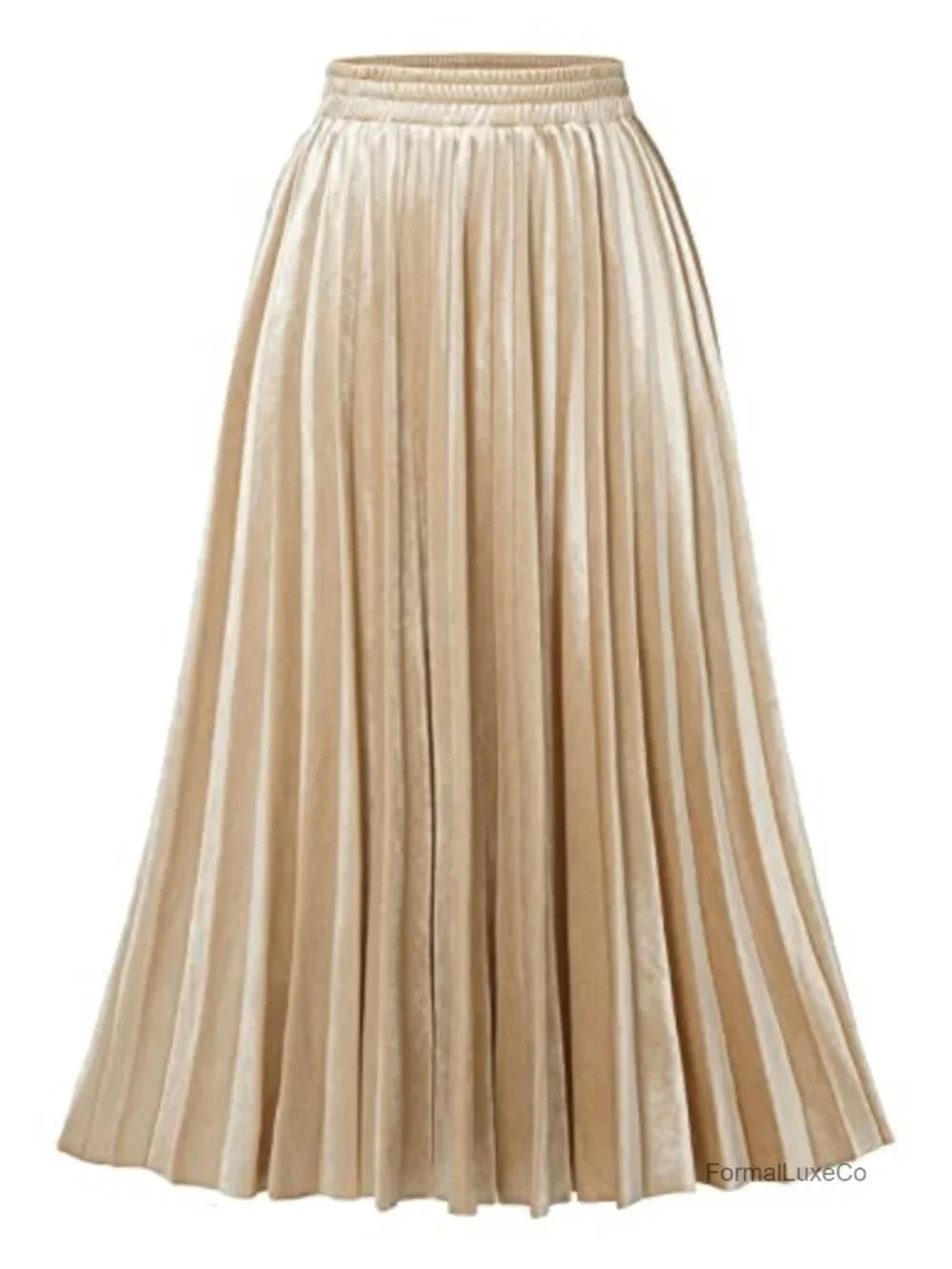 DRESSTELLS Pleated Midi Skirt High Waisted A-Line Chiffon Lined
